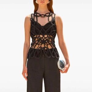 NWOT Cult Gaia Danica Crochet Knit Tank Top Black